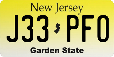 NJ license plate J33PFO