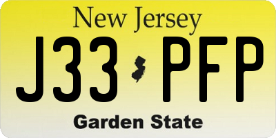 NJ license plate J33PFP