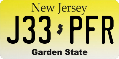 NJ license plate J33PFR