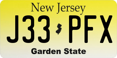 NJ license plate J33PFX