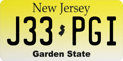 NJ license plate J33PGI