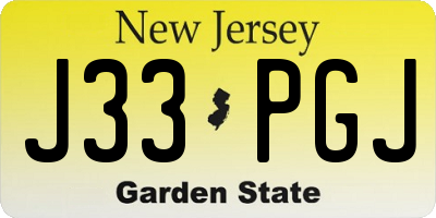 NJ license plate J33PGJ