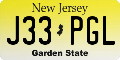 NJ license plate J33PGL