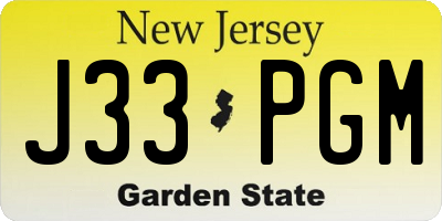 NJ license plate J33PGM
