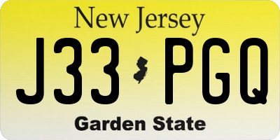 NJ license plate J33PGQ