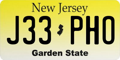 NJ license plate J33PHO