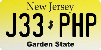 NJ license plate J33PHP