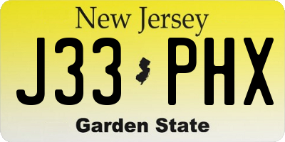 NJ license plate J33PHX
