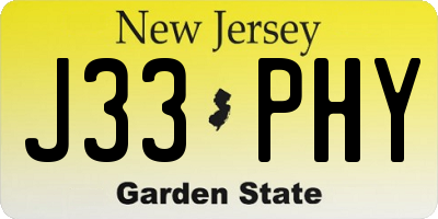 NJ license plate J33PHY