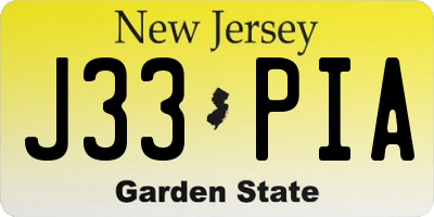 NJ license plate J33PIA