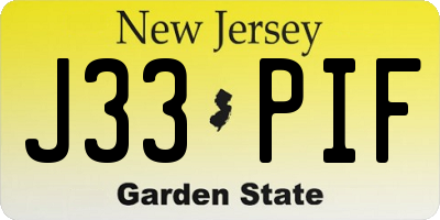 NJ license plate J33PIF