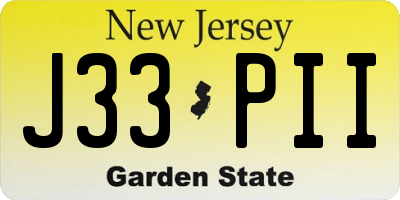 NJ license plate J33PII