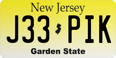 NJ license plate J33PIK