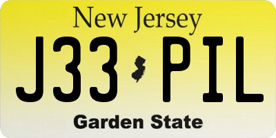 NJ license plate J33PIL