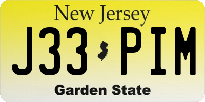 NJ license plate J33PIM