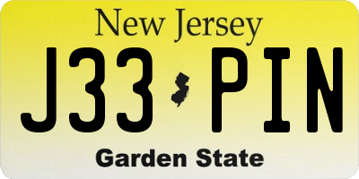 NJ license plate J33PIN