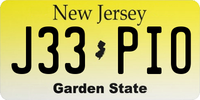 NJ license plate J33PIO