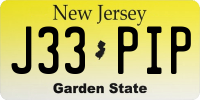 NJ license plate J33PIP