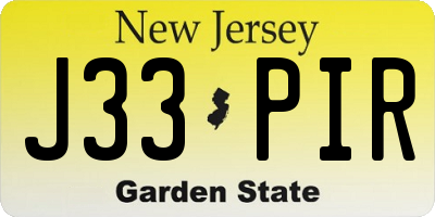 NJ license plate J33PIR