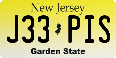 NJ license plate J33PIS