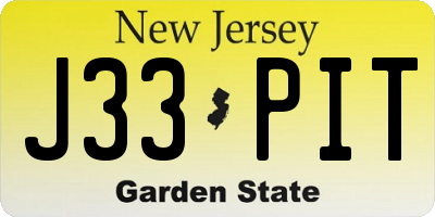 NJ license plate J33PIT