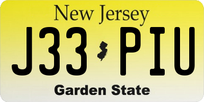 NJ license plate J33PIU