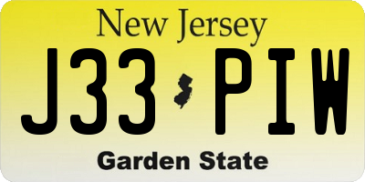 NJ license plate J33PIW