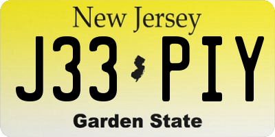 NJ license plate J33PIY
