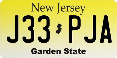 NJ license plate J33PJA