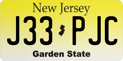 NJ license plate J33PJC