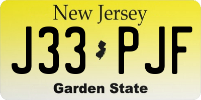 NJ license plate J33PJF