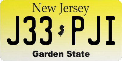 NJ license plate J33PJI