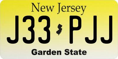 NJ license plate J33PJJ