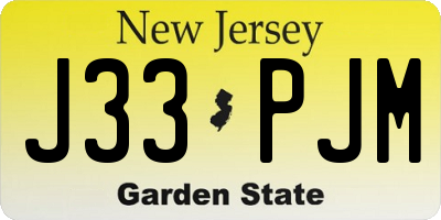 NJ license plate J33PJM