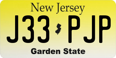 NJ license plate J33PJP