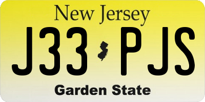 NJ license plate J33PJS