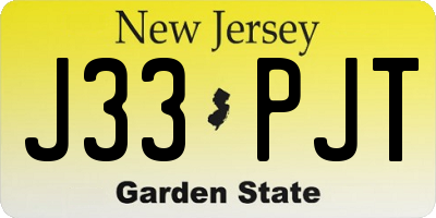 NJ license plate J33PJT