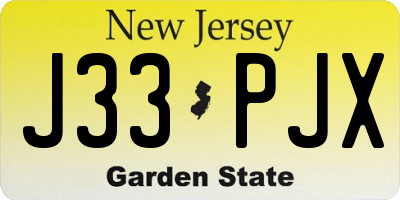 NJ license plate J33PJX