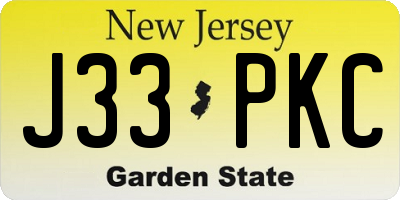 NJ license plate J33PKC