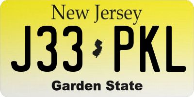 NJ license plate J33PKL