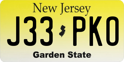 NJ license plate J33PKO