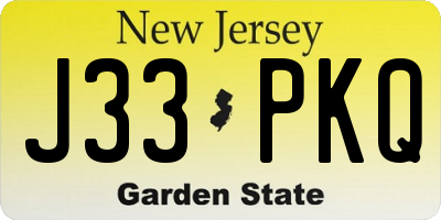 NJ license plate J33PKQ