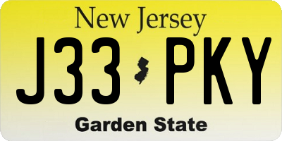 NJ license plate J33PKY