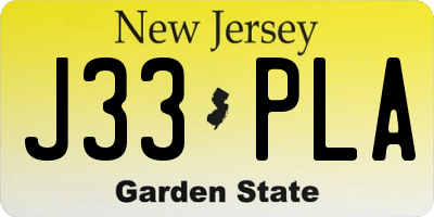 NJ license plate J33PLA