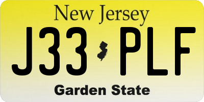 NJ license plate J33PLF