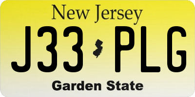 NJ license plate J33PLG