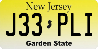 NJ license plate J33PLI
