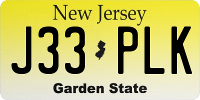 NJ license plate J33PLK