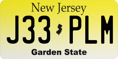 NJ license plate J33PLM