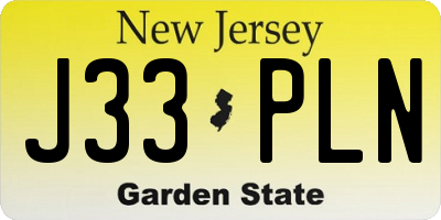 NJ license plate J33PLN